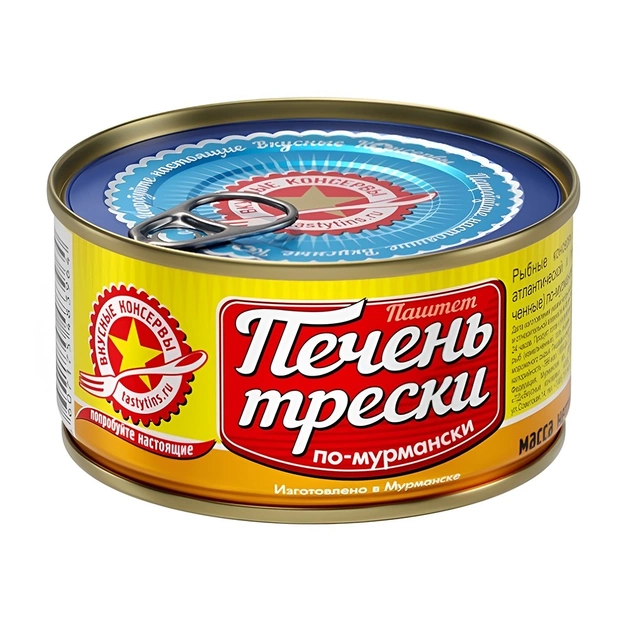 Печень трески «Вкусные Консервы» по-мурмански - 185 г
