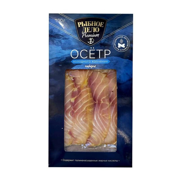 Осётр ломтики холодного копчения «Рыбное Дело» - 100 г